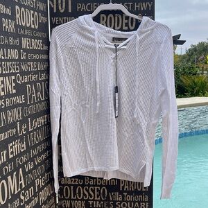 Michael Stars Ivory Lace-Up V-Neck Sweater